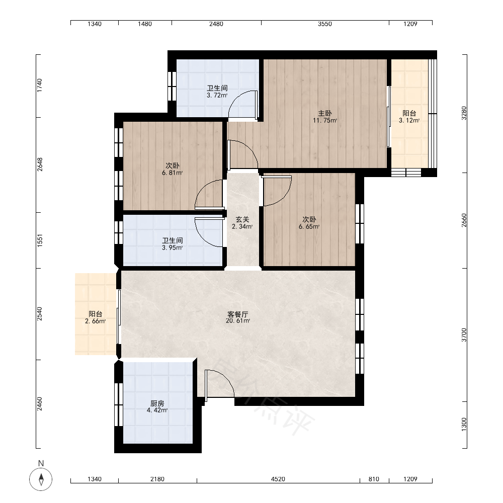 3室1厅户型图