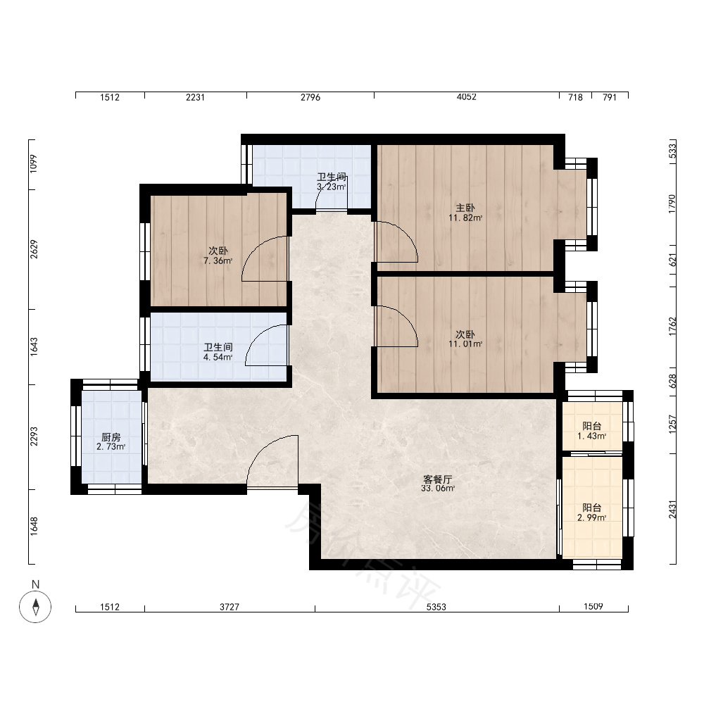 3室2厅户型图