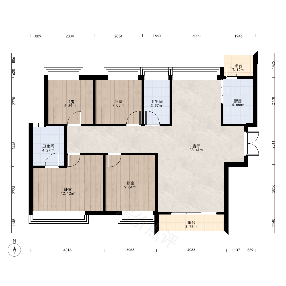 4室2厅2卫户型图