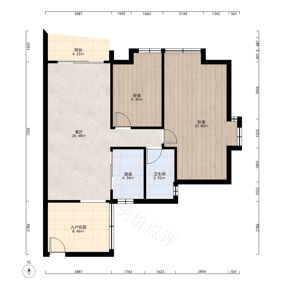 2室1厅户型图