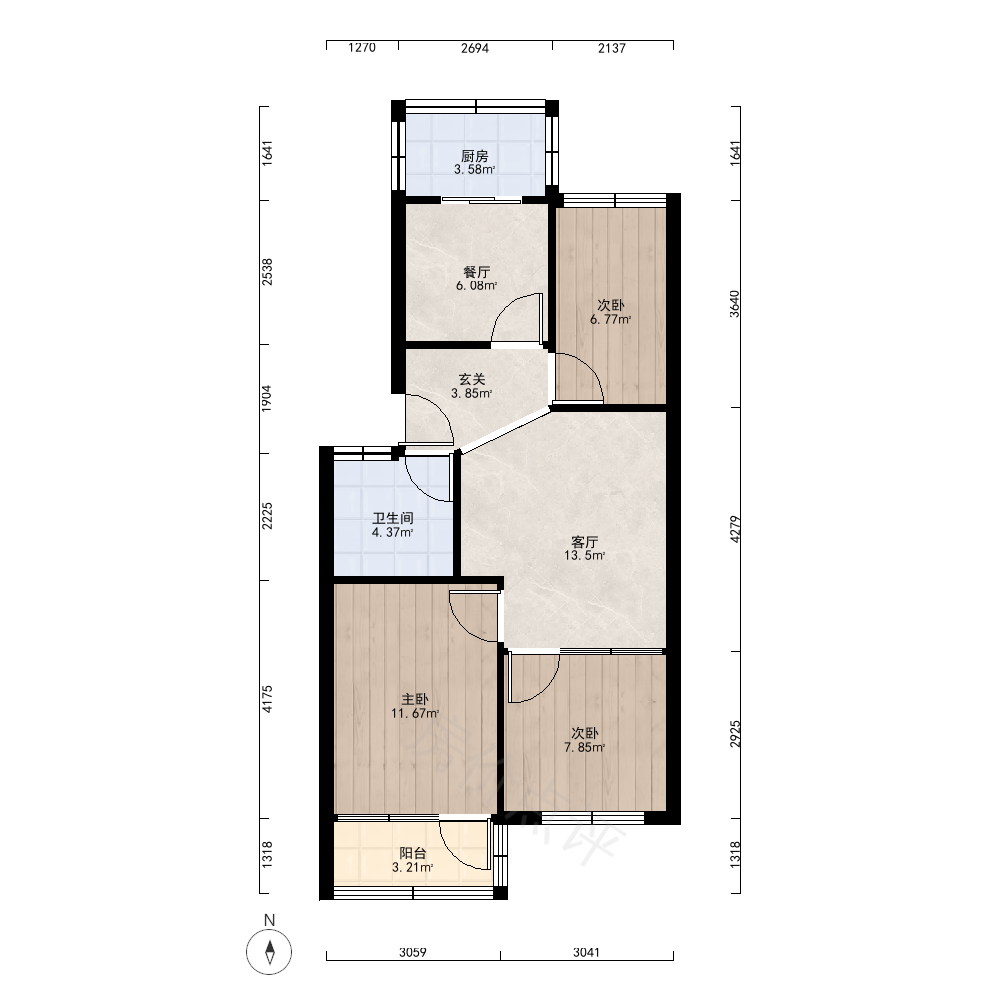 3室2厅户型图