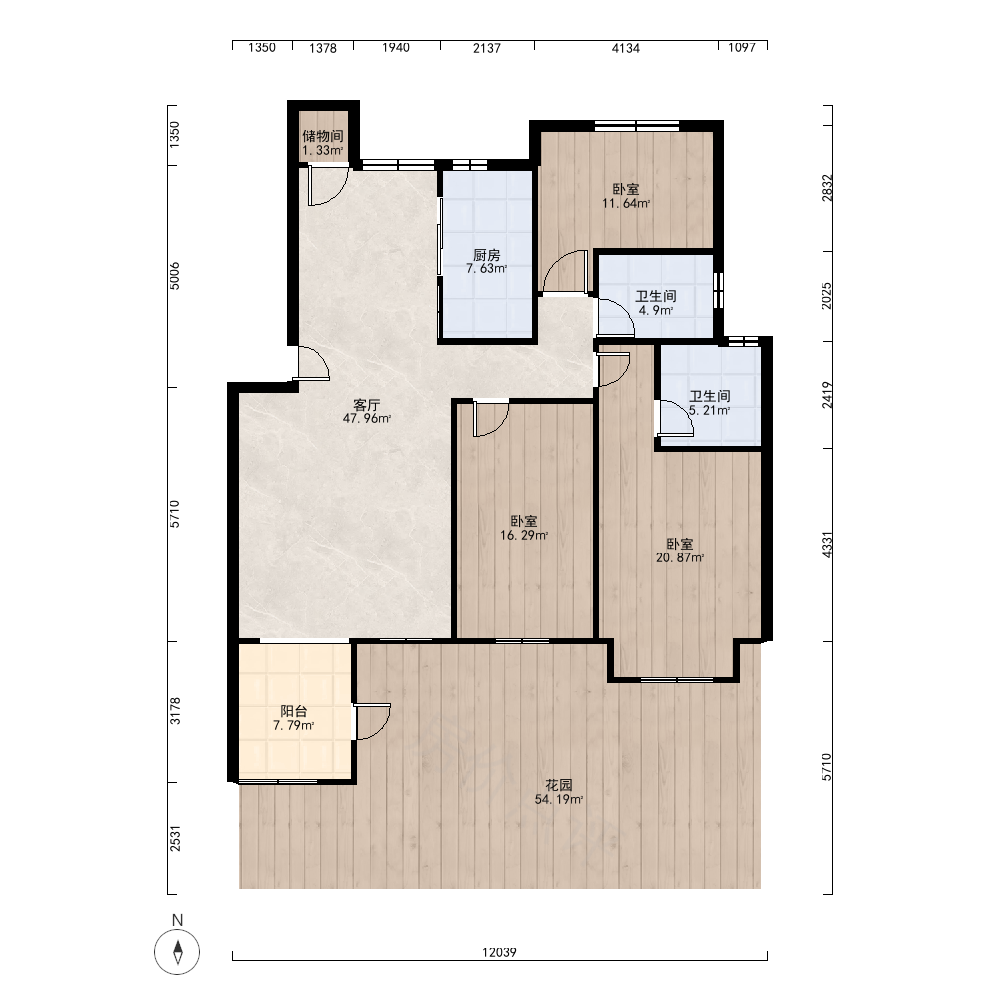 3室1厅户型图