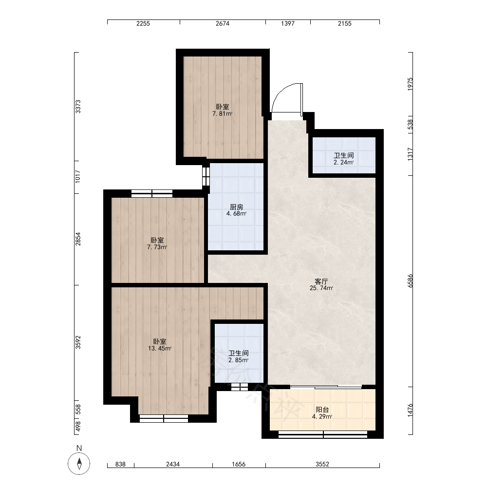 3室1厅户型图