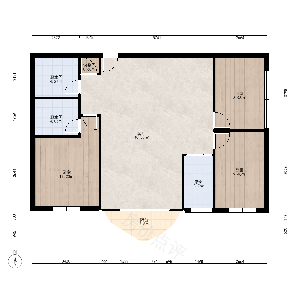 3室1厅户型图
