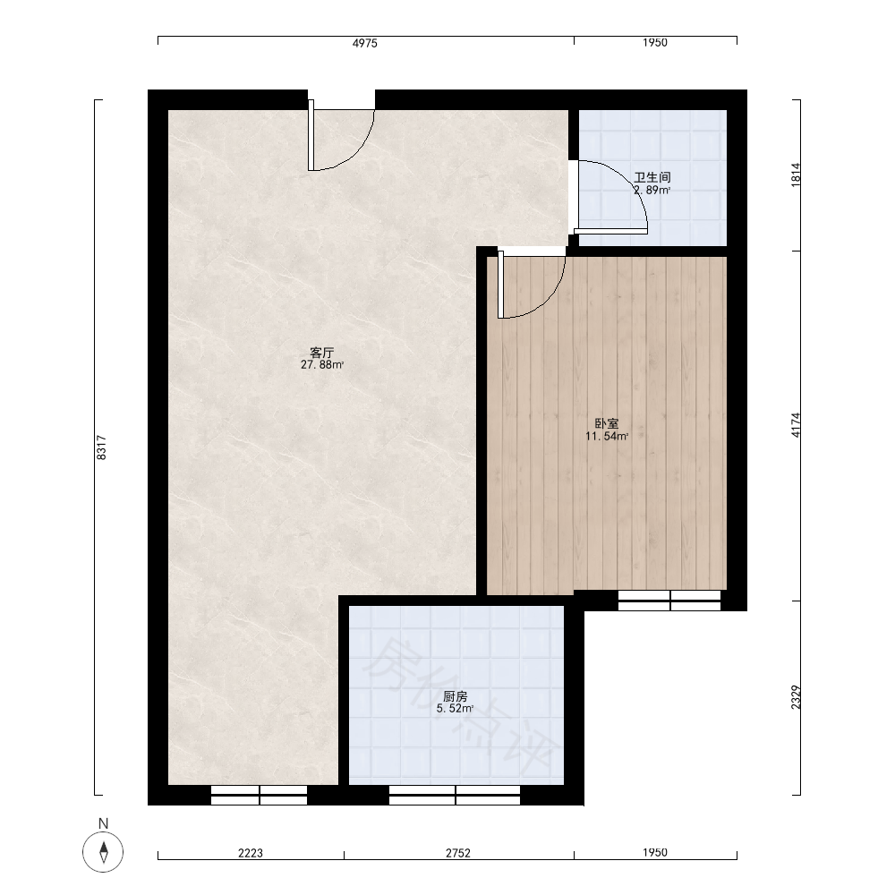 1室1厅户型图