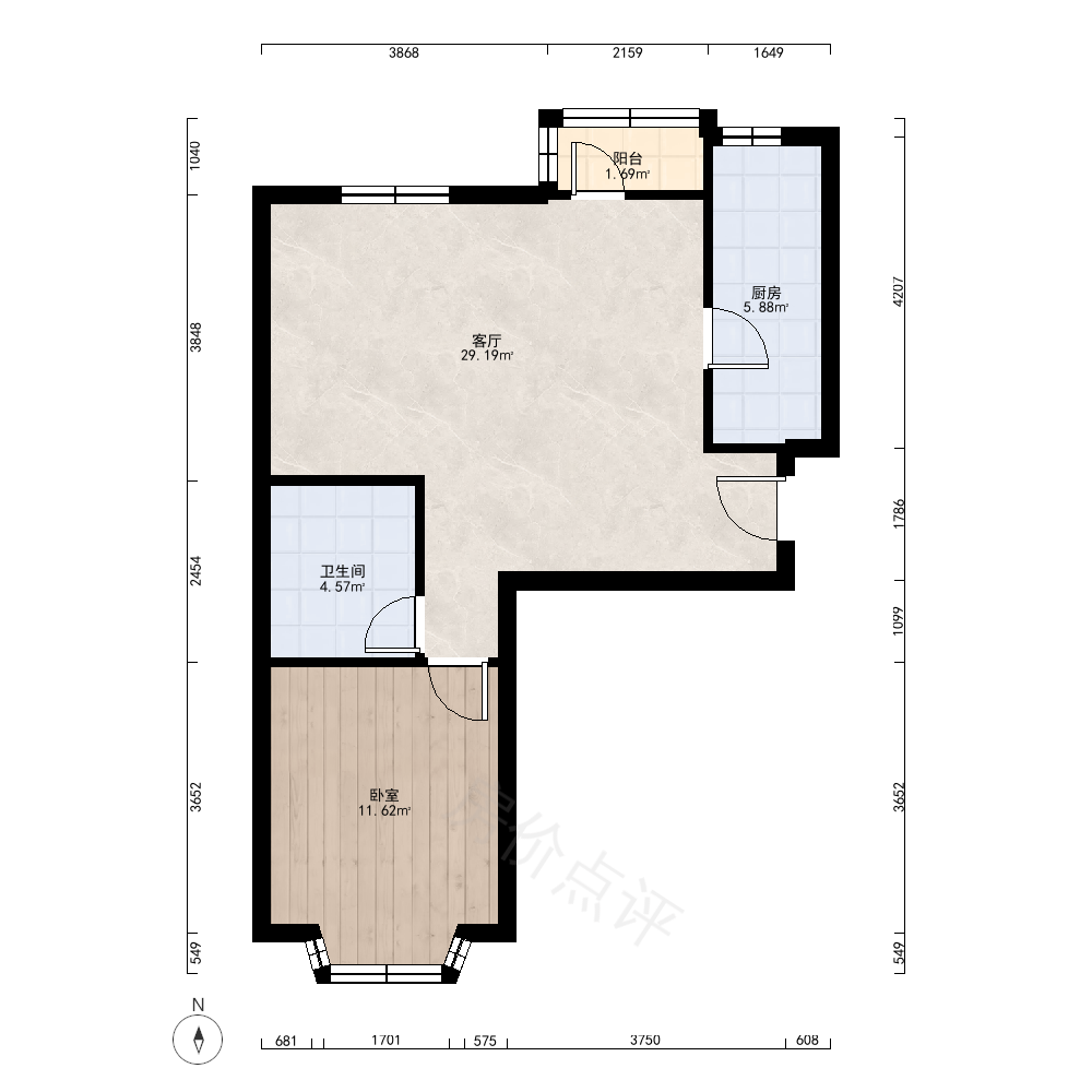 1室1厅户型图