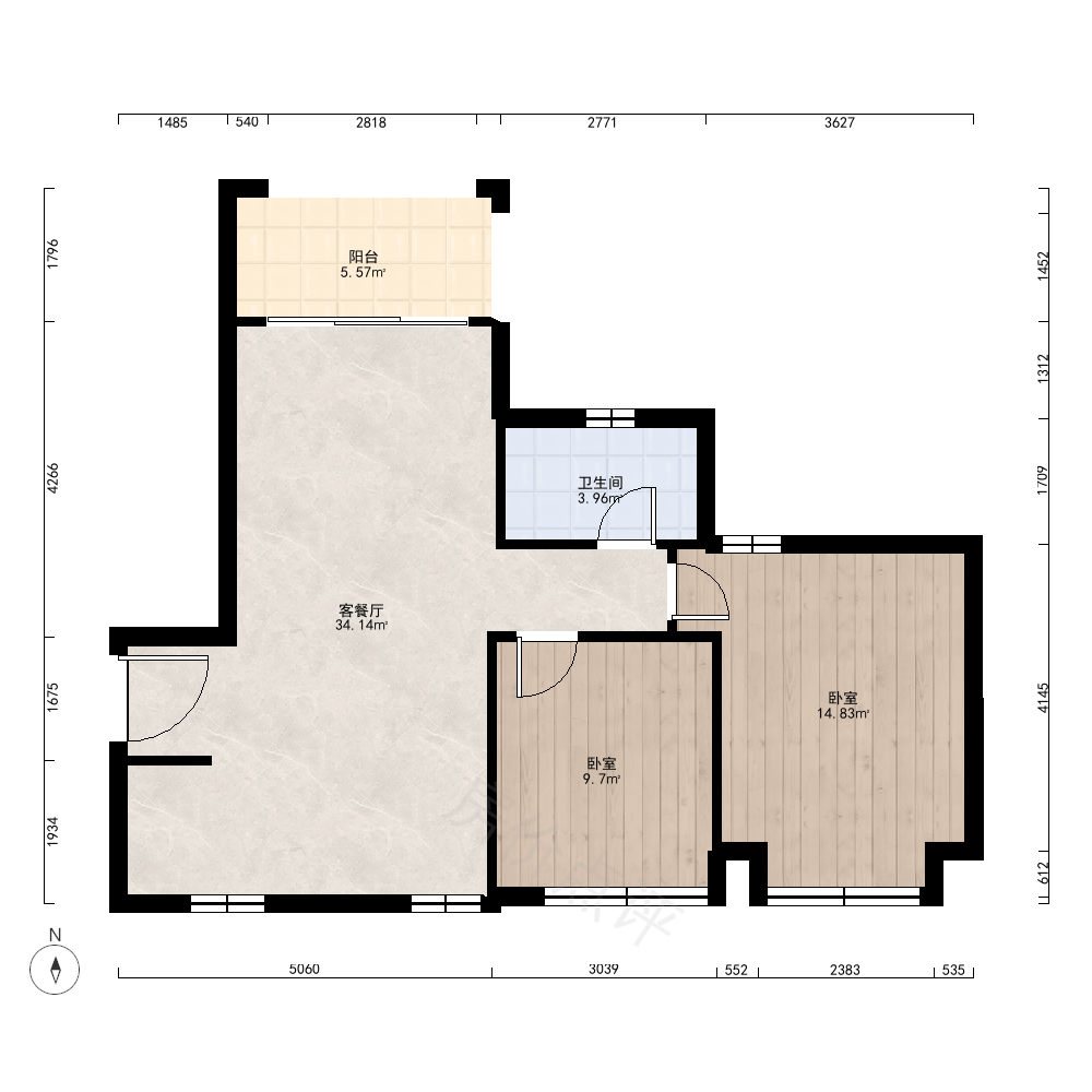 2室2厅户型图