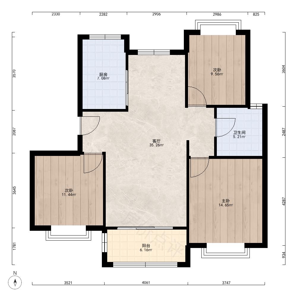 3室2厅户型图