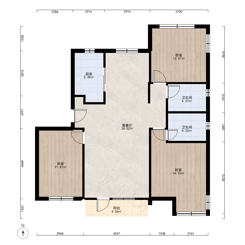 4室1厅户型图