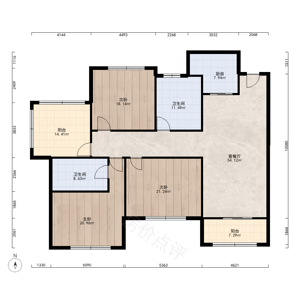 3室2厅户型图