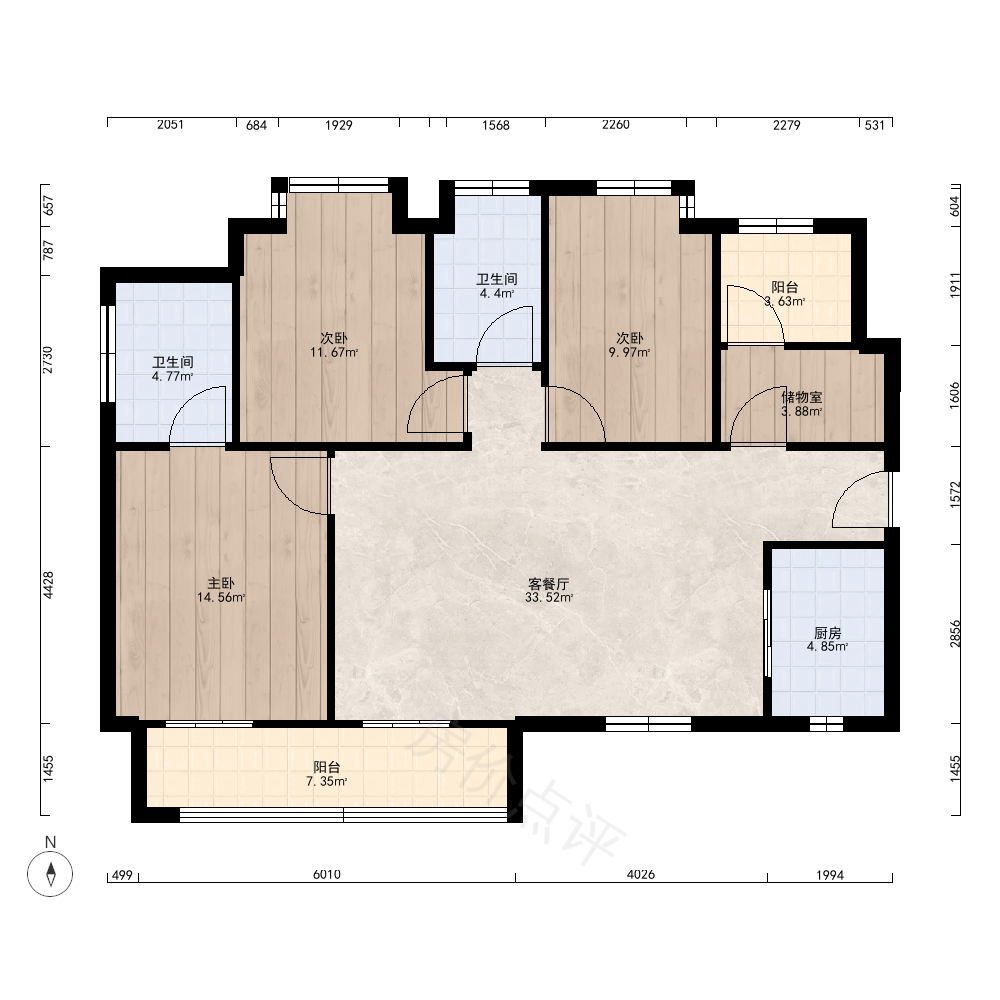 3室2厅户型图