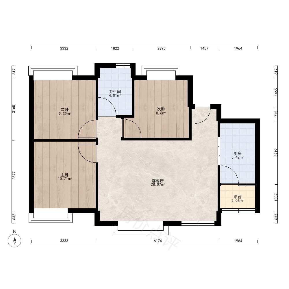 3室2厅户型图