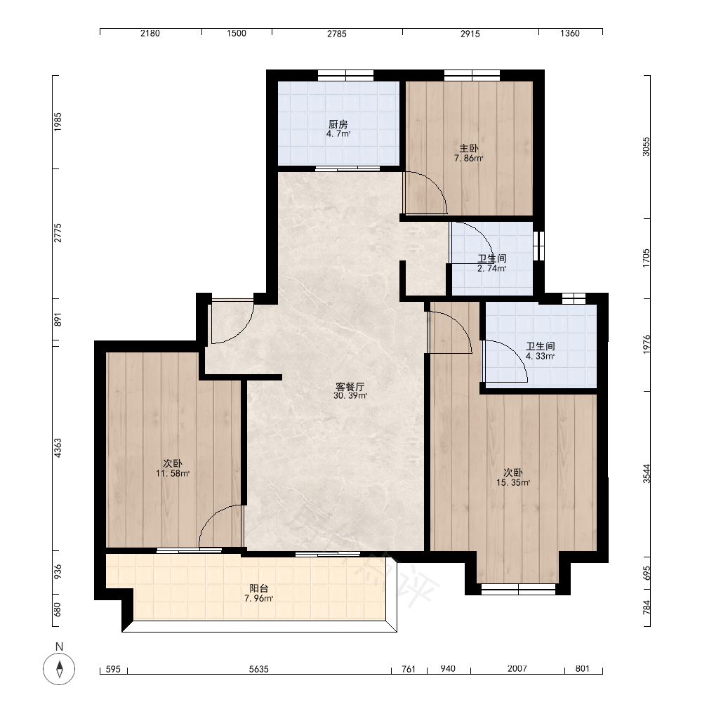 3室2厅户型图
