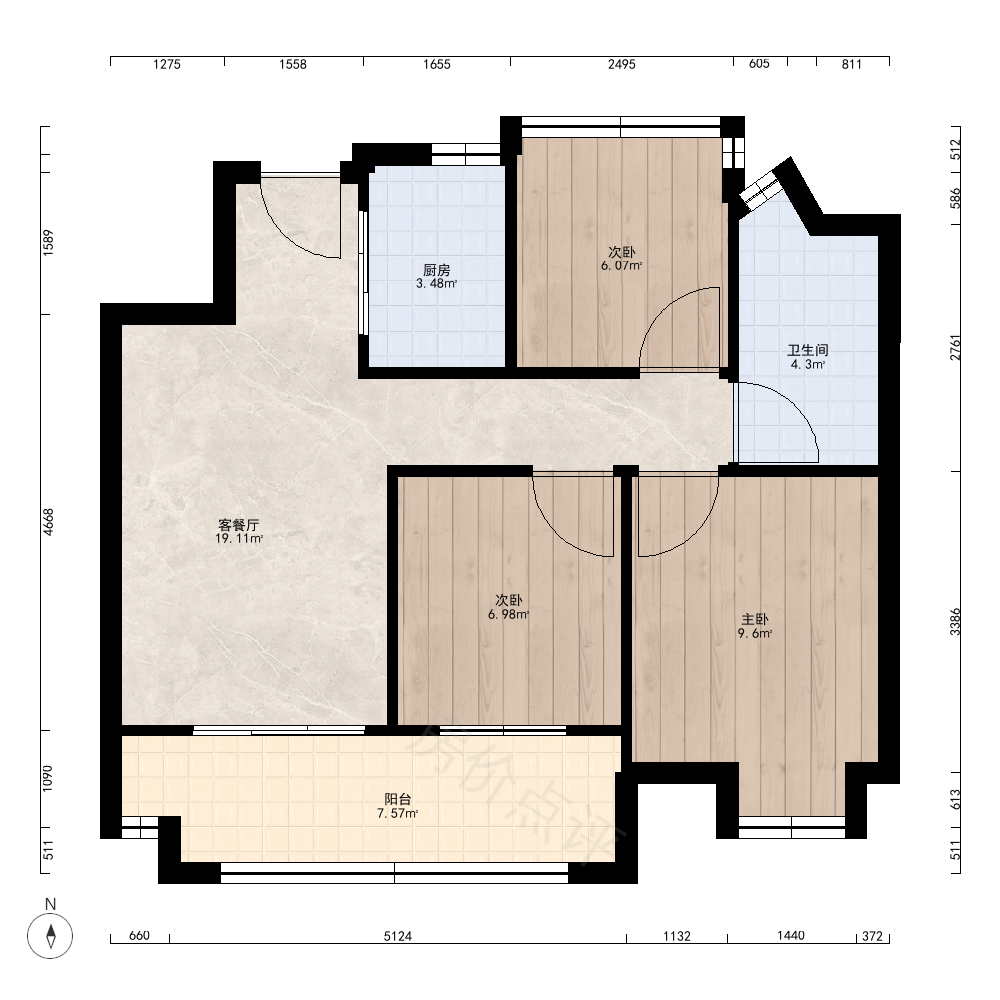 3室2厅户型图