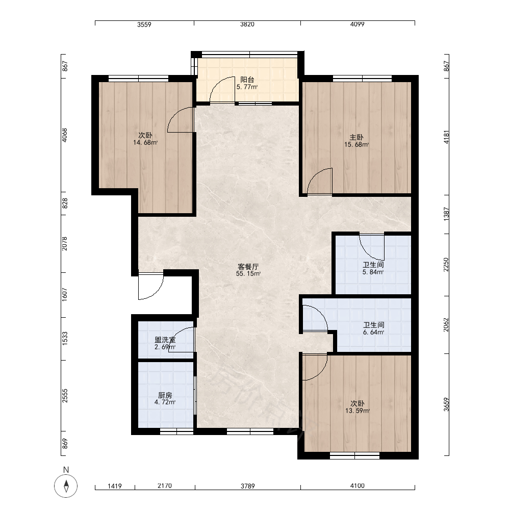 3室2厅户型图