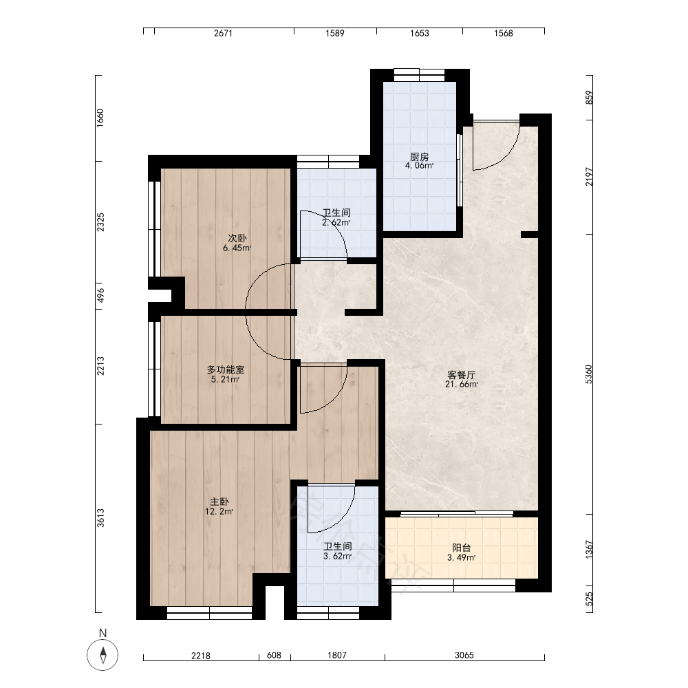 3室2厅户型图