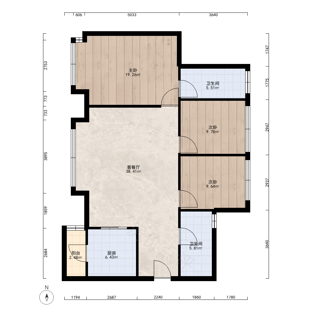 3室2厅户型图