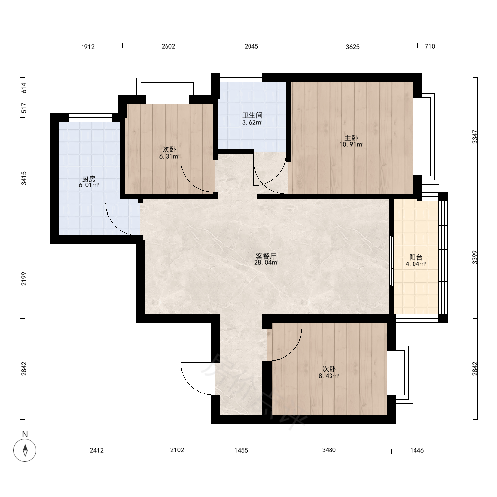 3室2厅户型图