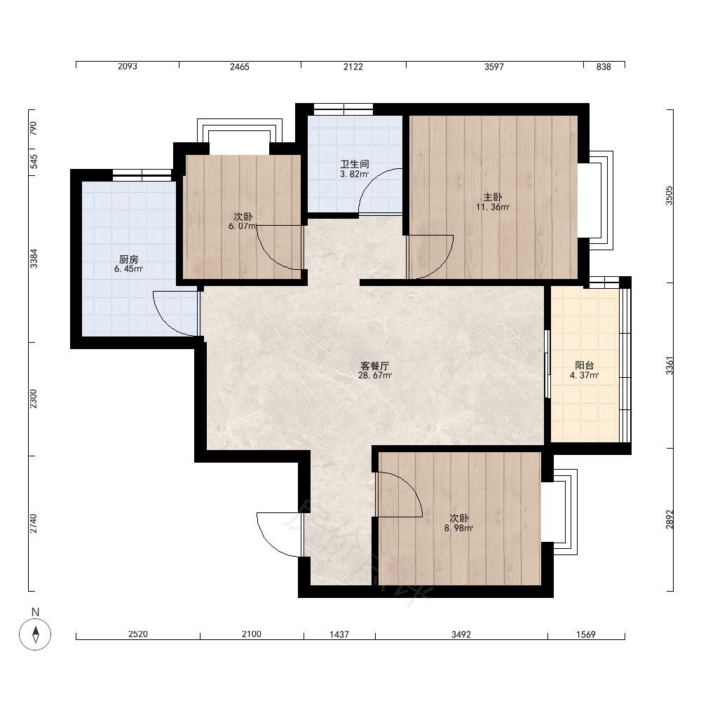 3室2厅户型图