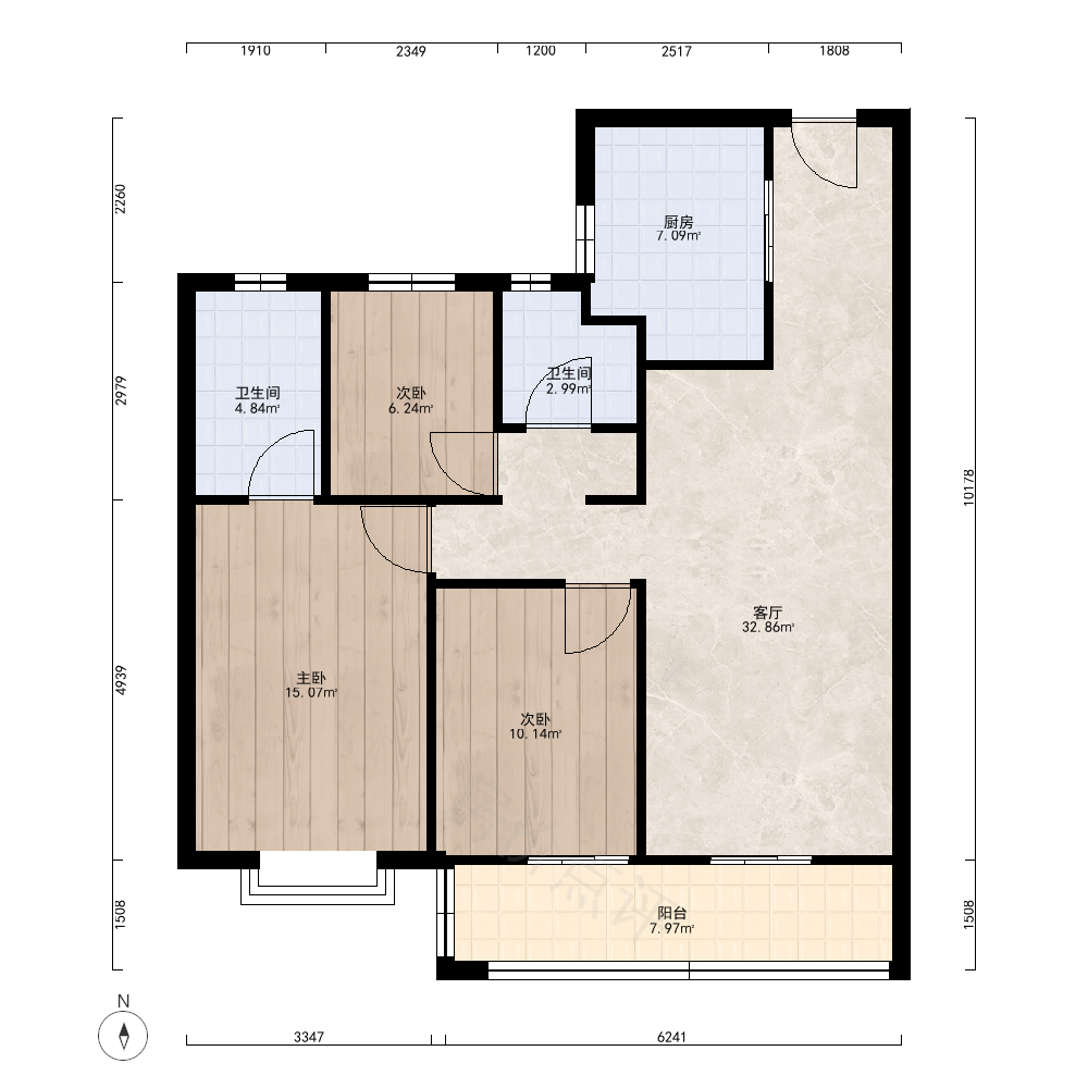 3室2厅户型图