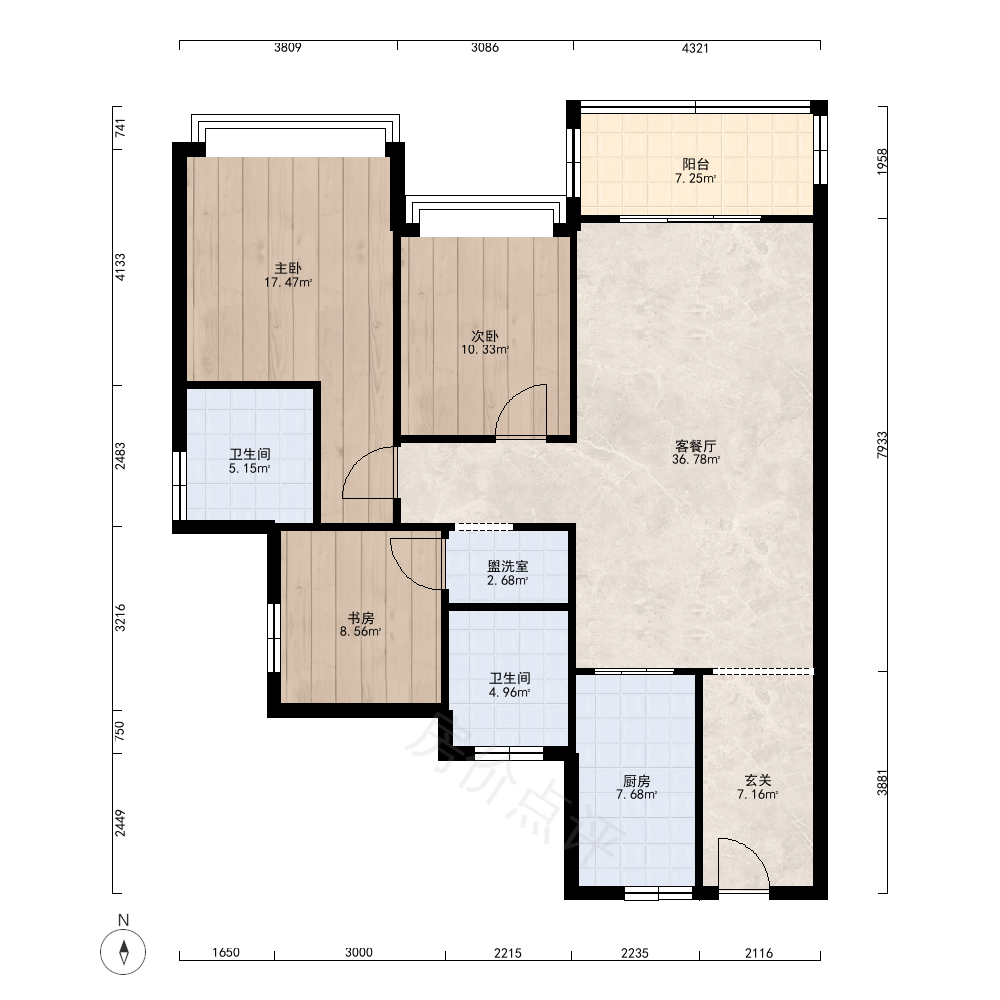 3室2厅户型图