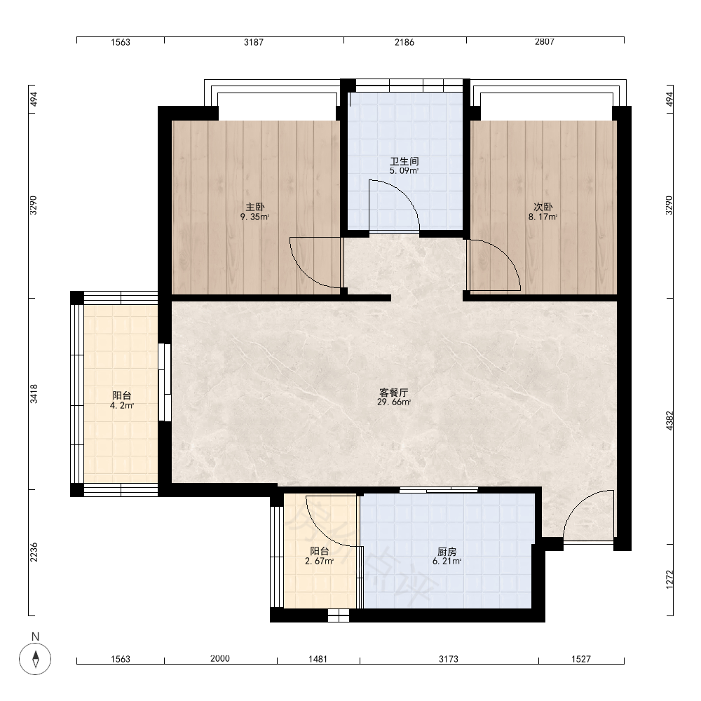 2室2厅户型图